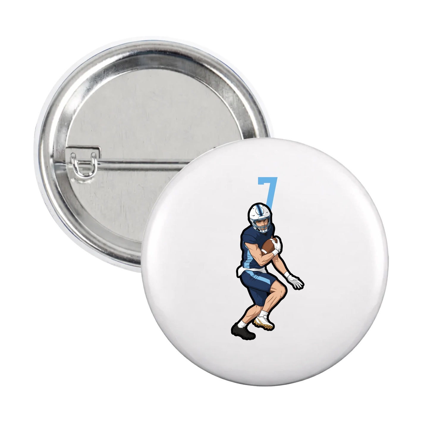 Game Day Button — Number Top in White