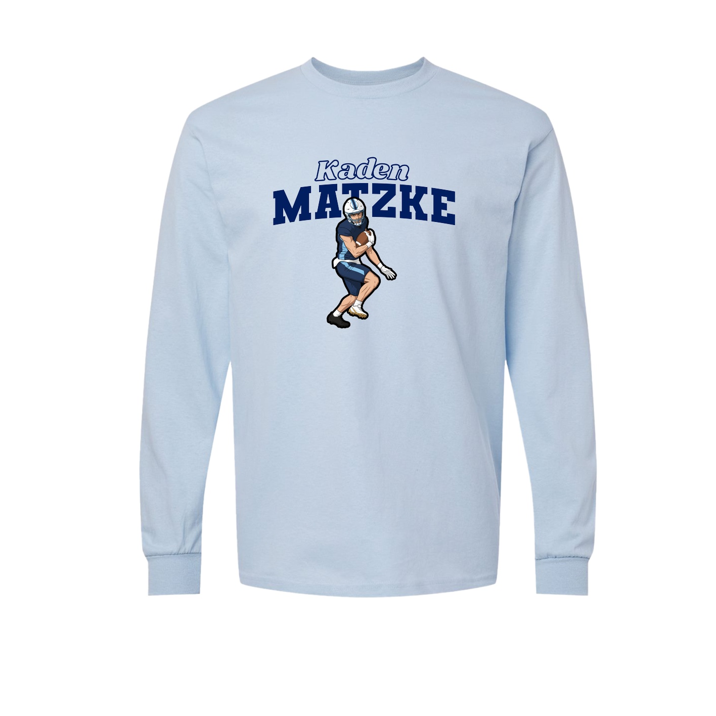 Long Sleeve Tee — Name Arch in Light Blue