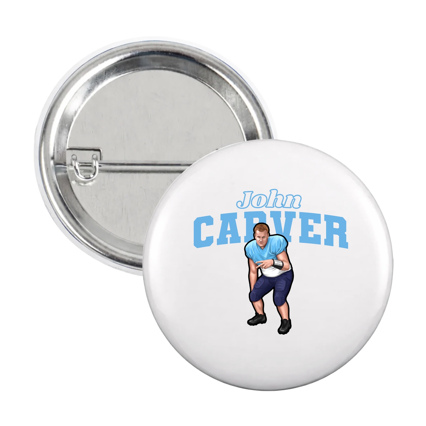 Game Day Button — Name Arch in White