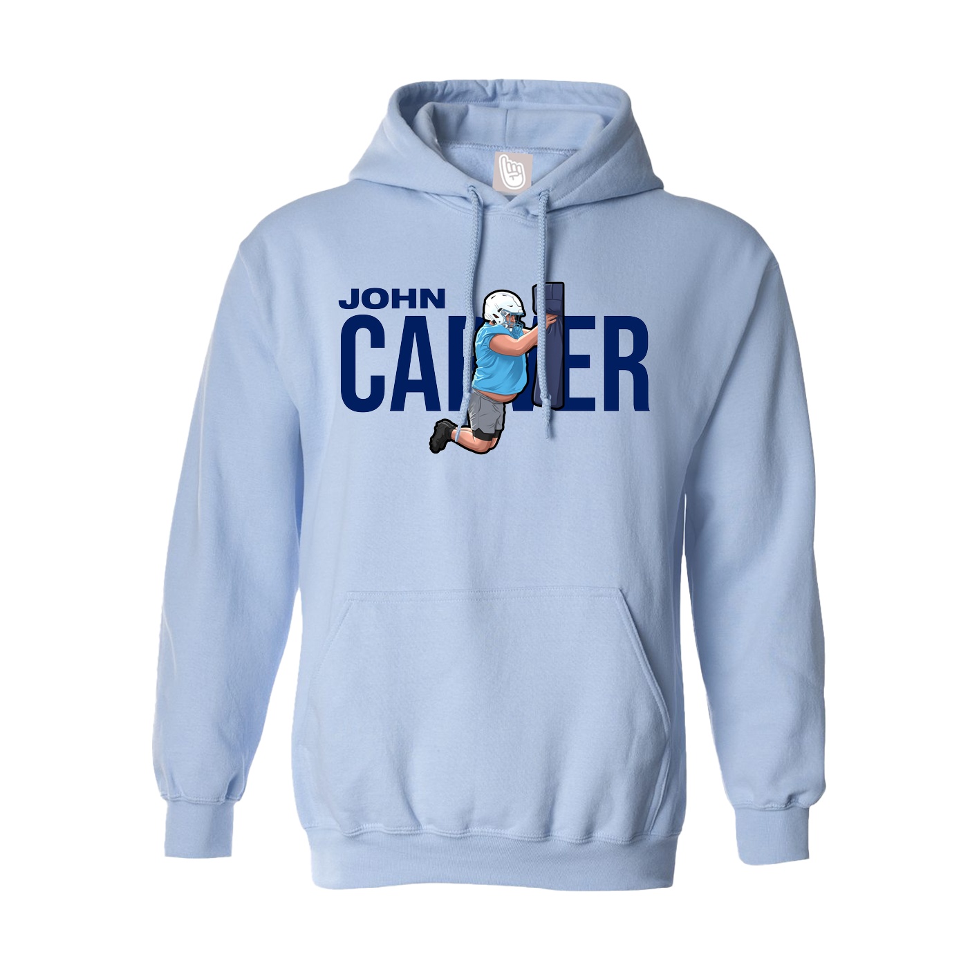 Hoodie — Player Name in Light Blue
