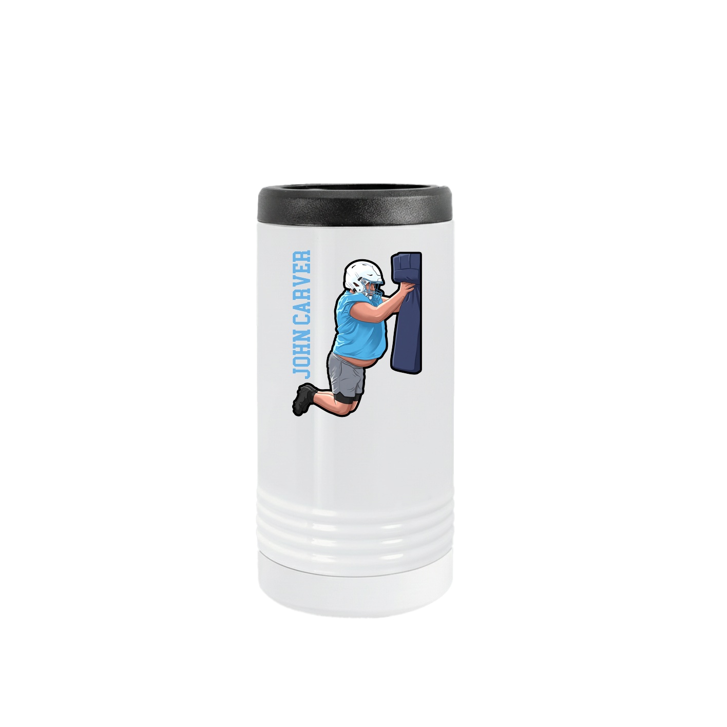Slim Beverage Holder — Name Vertical in White