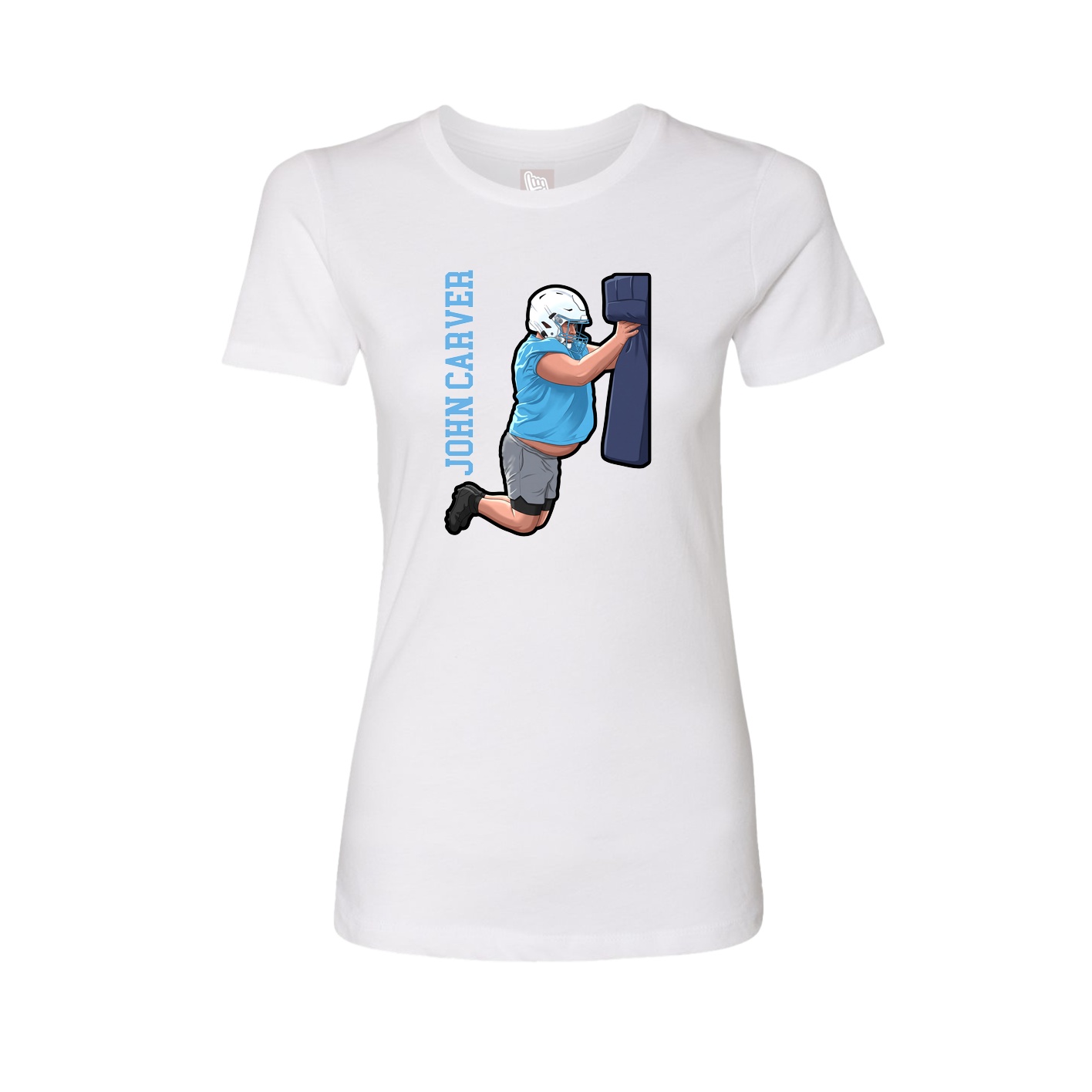 Fitted Women's Tee — Name Vertical in White