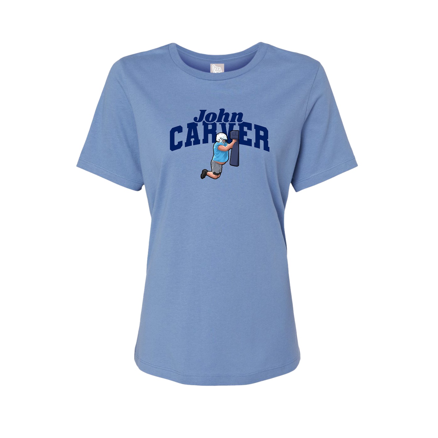 Fitted Women's Tee — Signature Arch in Powder Blue