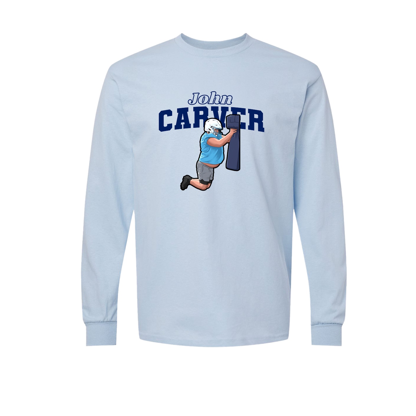 Long Sleeve Tee — Name Arch in Light Blue