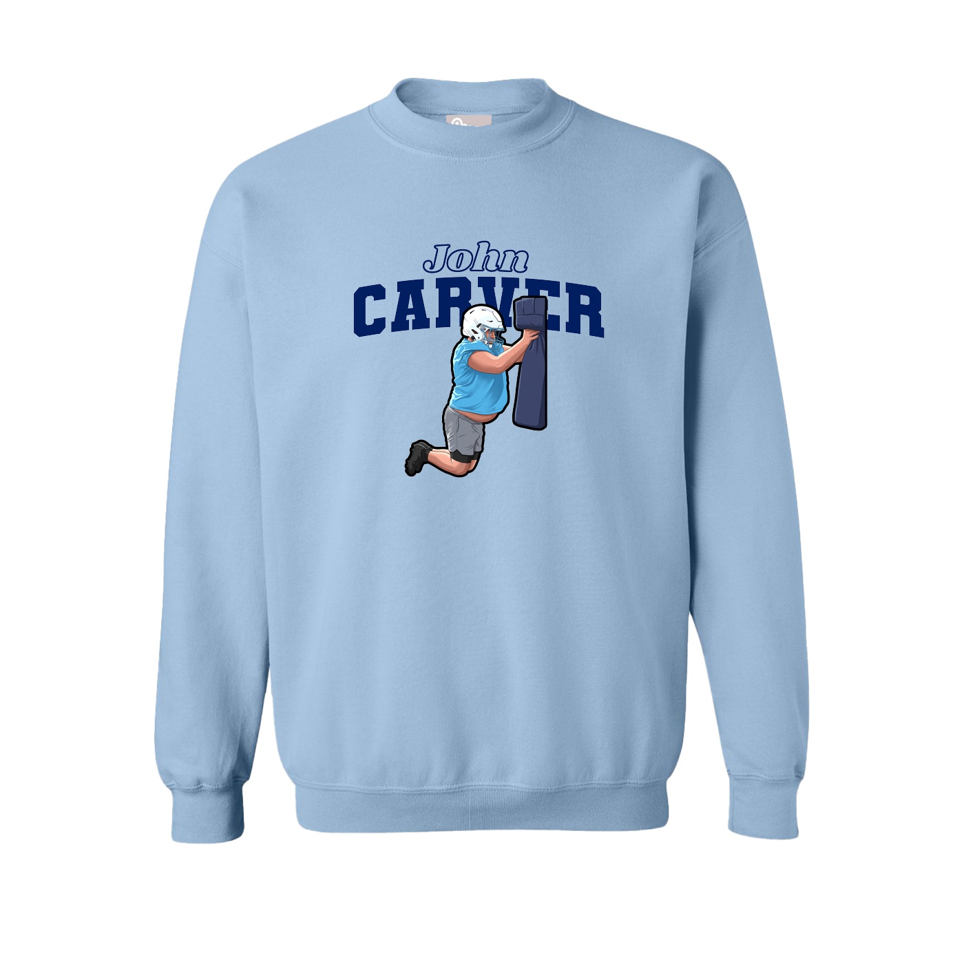 Fleece Crew — Name Arch in Light Blue
