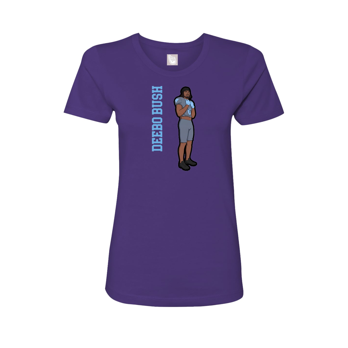 Fitted Women's Tee — Name Vertical in Purple
