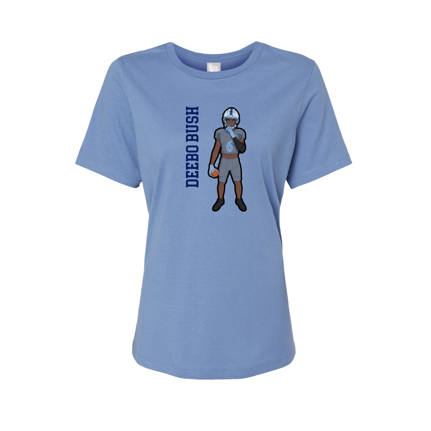 Fitted Women's Tee — Name Vertical in Powder Blue