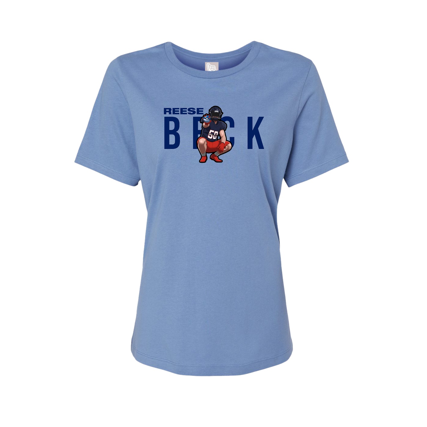 Fitted Women's Tee — Player Name in Powder Blue