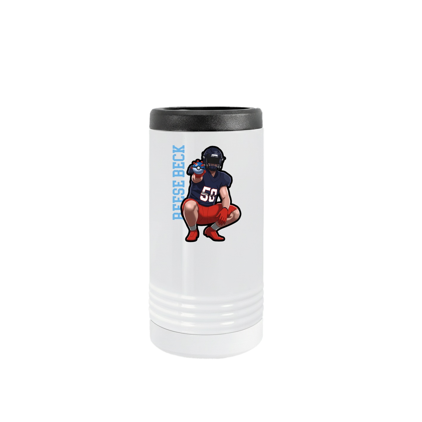 Slim Beverage Holder — Name Vertical in White