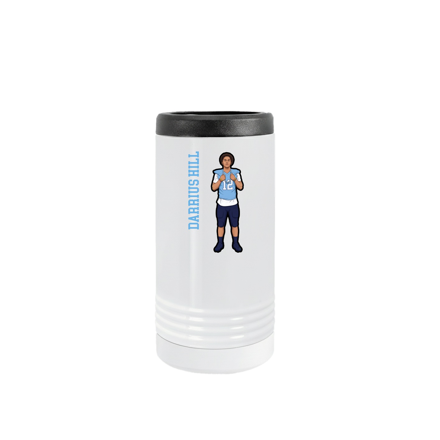 Slim Beverage Holder — Name Vertical in White