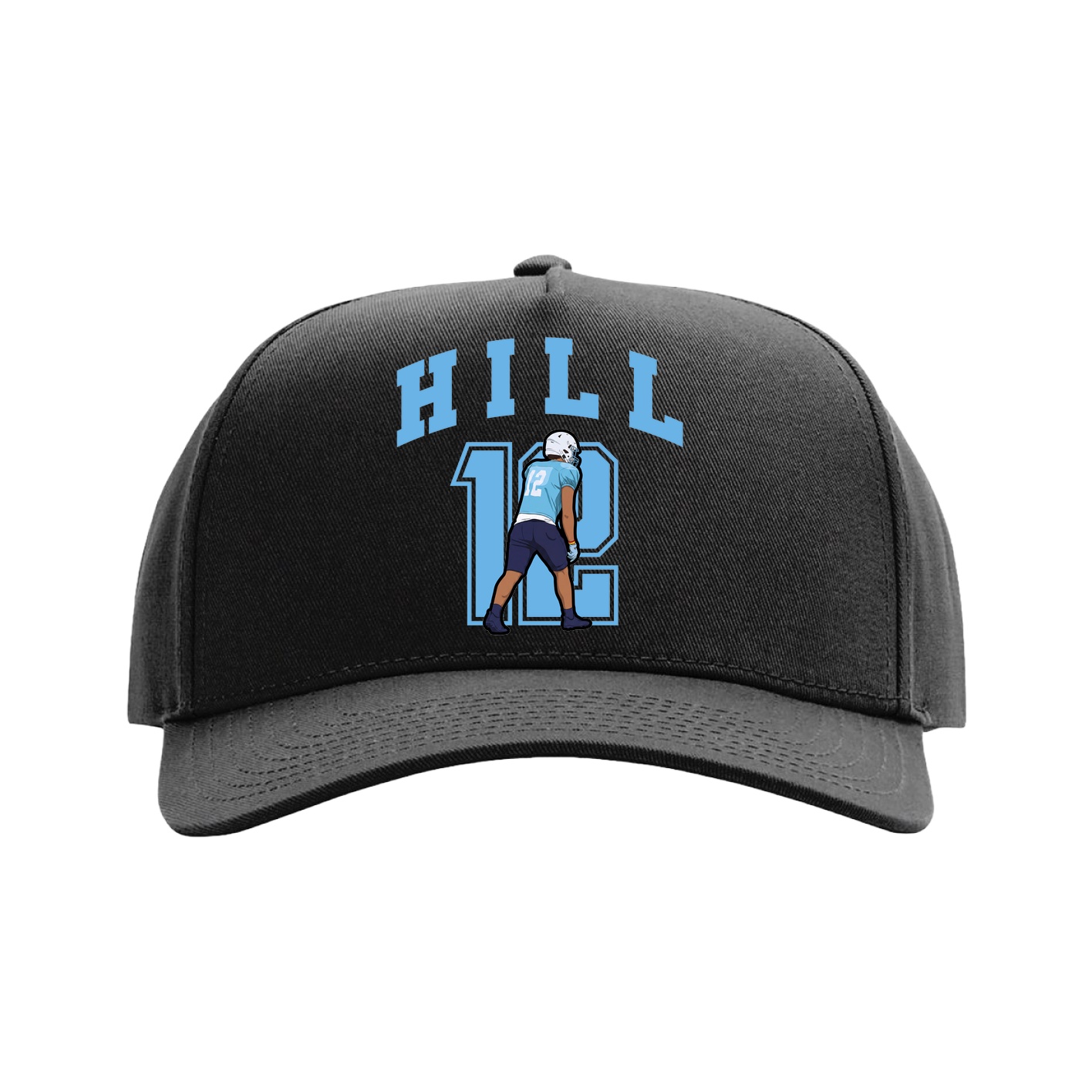 Full Fabric Five-Panel Champ Cap — Number in Black