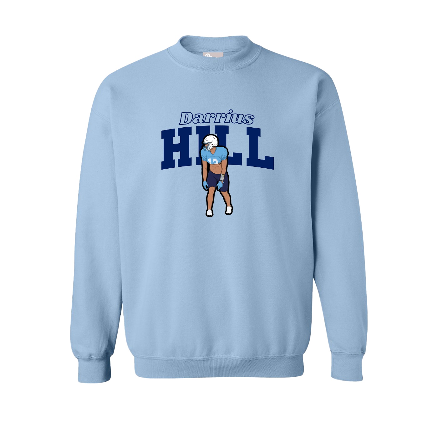 Fleece Crew — Name Arch in Light Blue