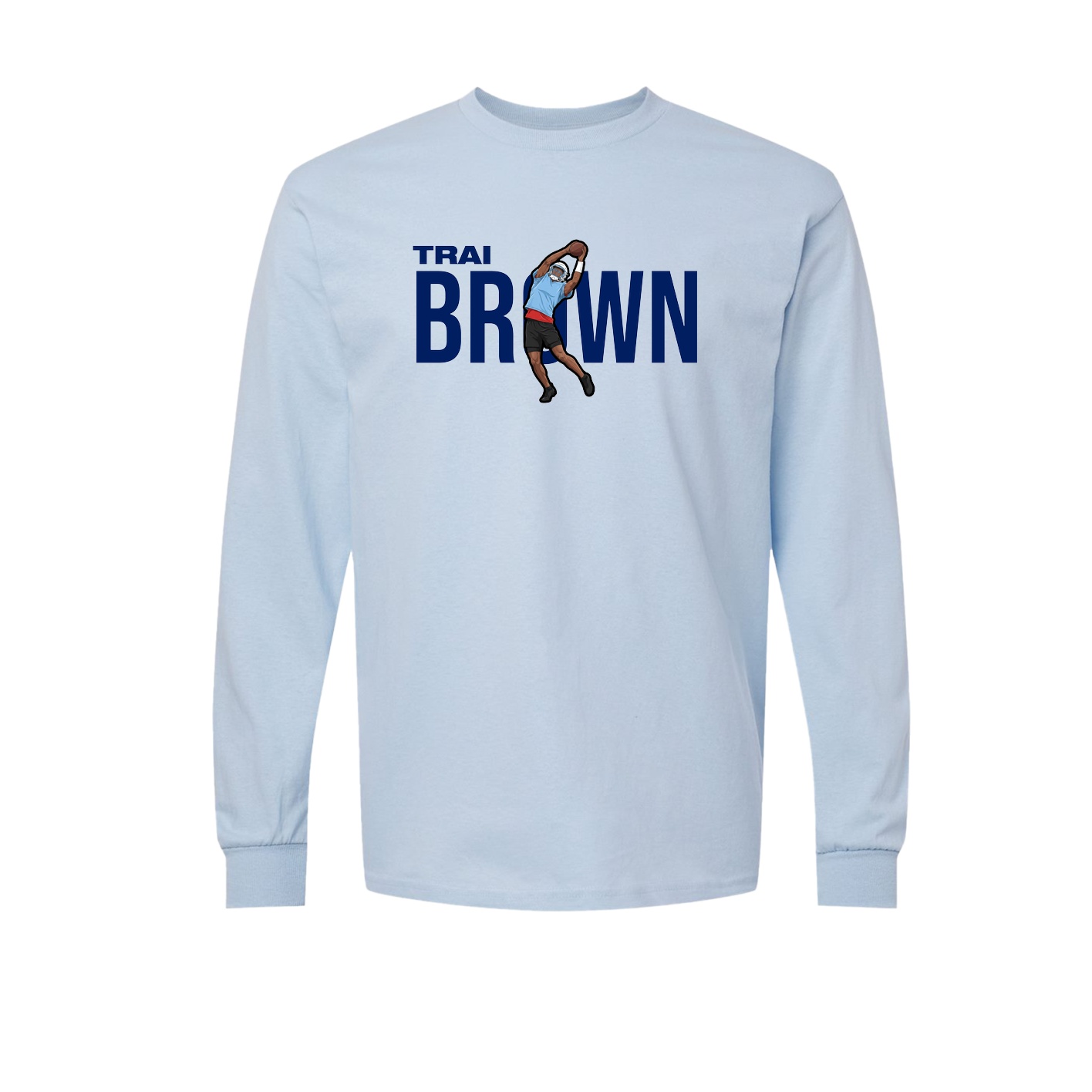 Long Sleeve Tee — Player Name in Light Blue