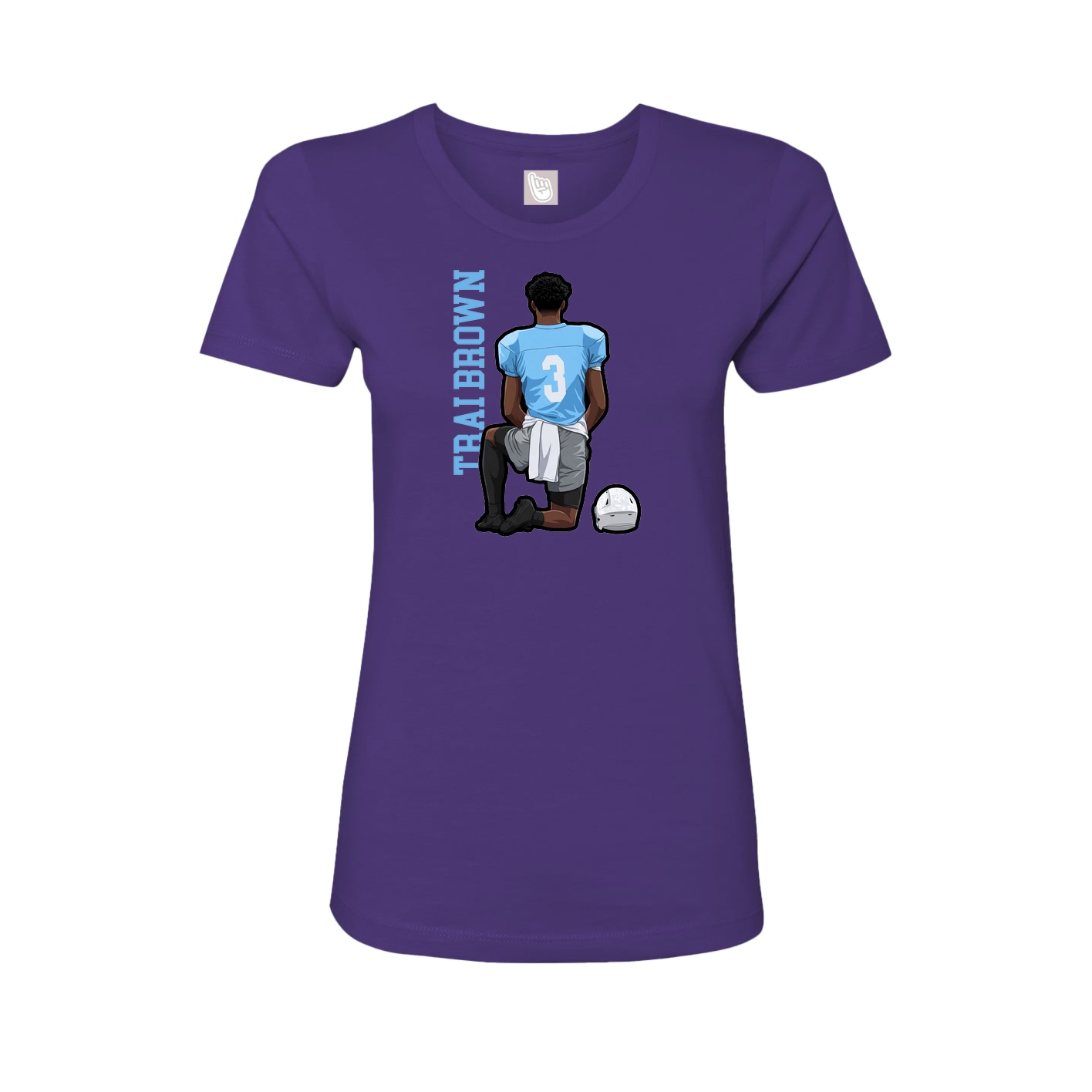 Fitted Women's Tee — Name Vertical in Purple