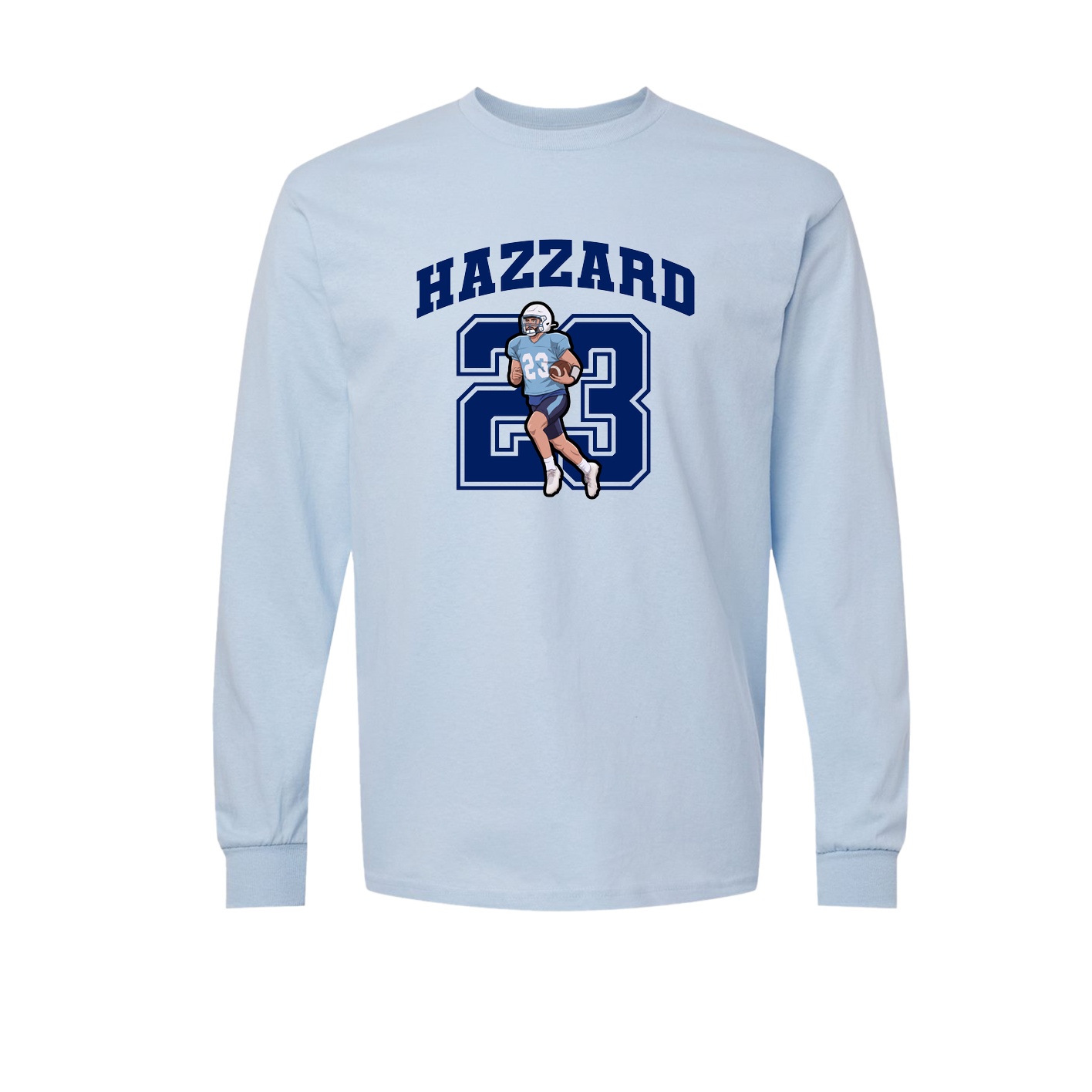 Long Sleeve Tee — Number in Light Blue