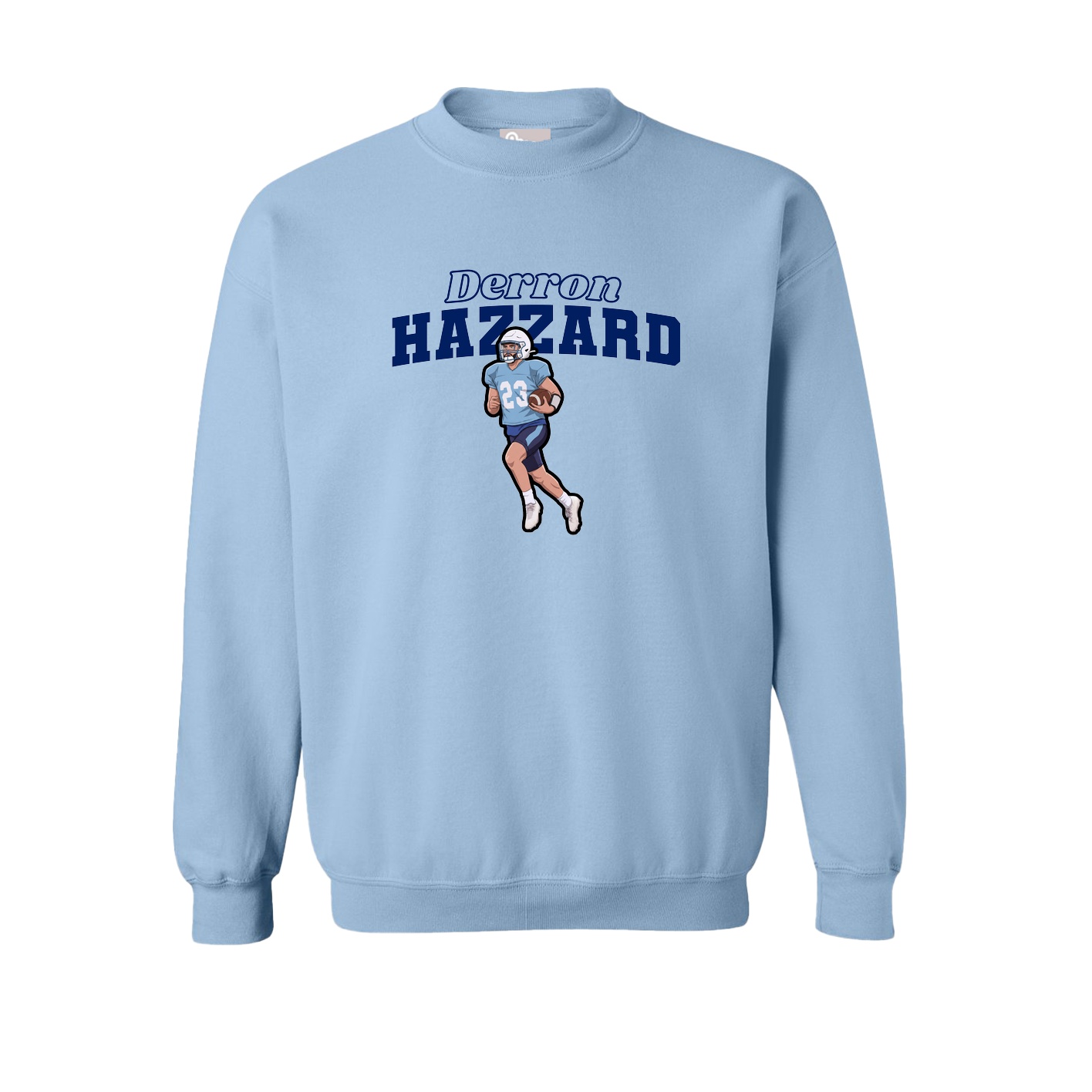 Fleece Crew — Name Arch in Light Blue