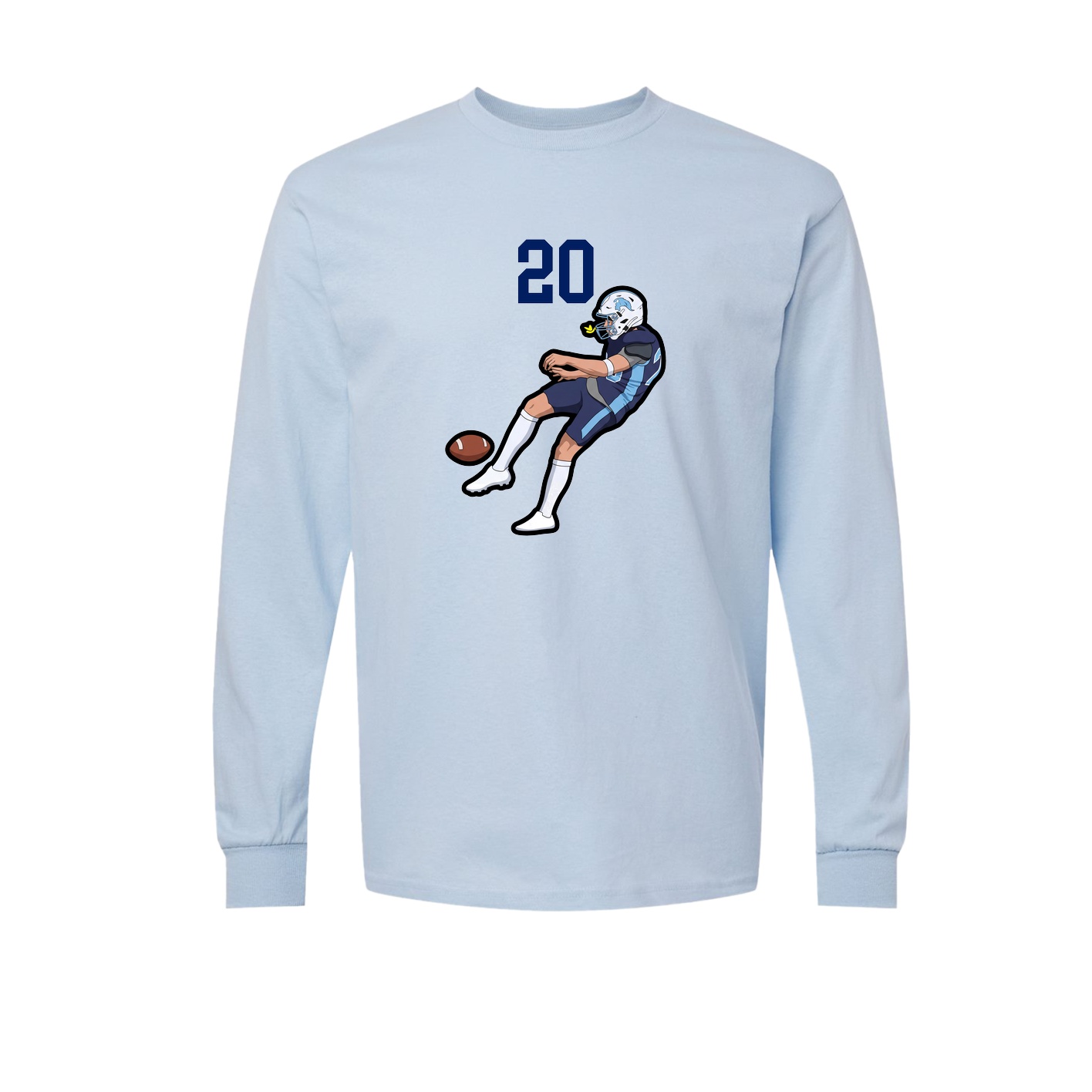 Long Sleeve Tee — Number Top in Light Blue