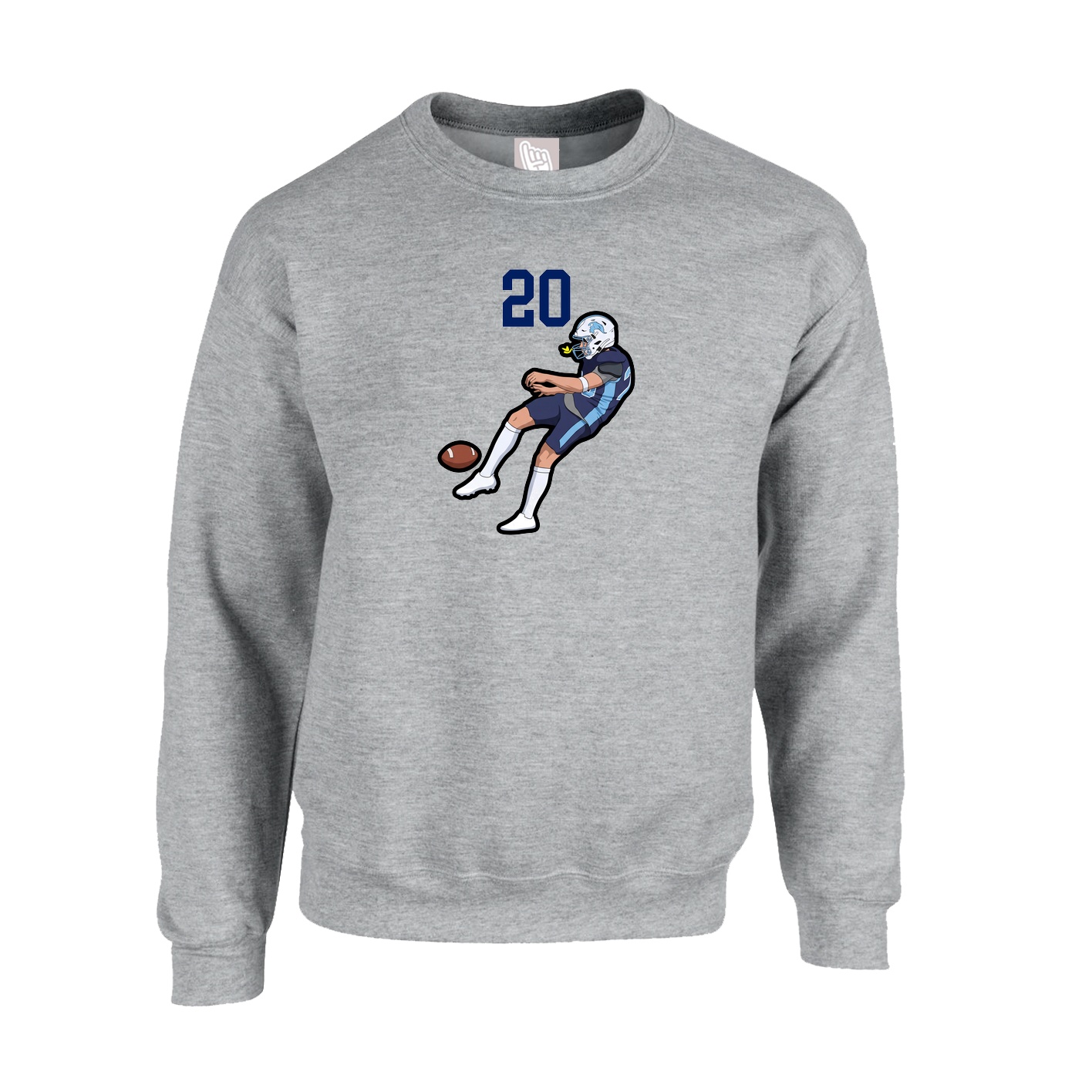 Fleece Crew — Number Top in Grey
