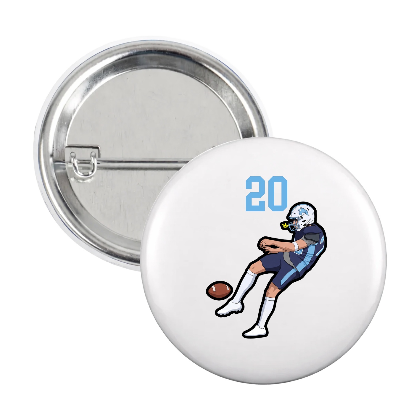 Game Day Button — Number Top in White