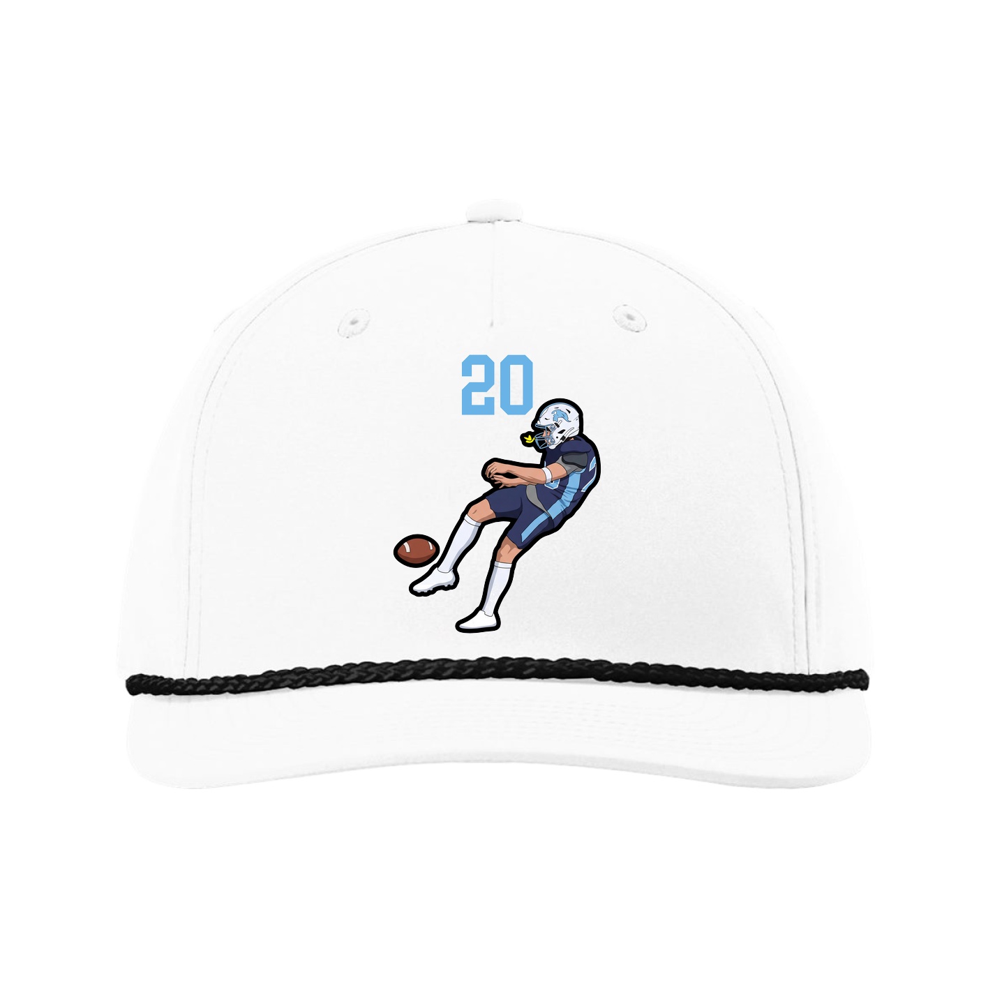 Five-Panel Classic Rope Cap — Number Top in White