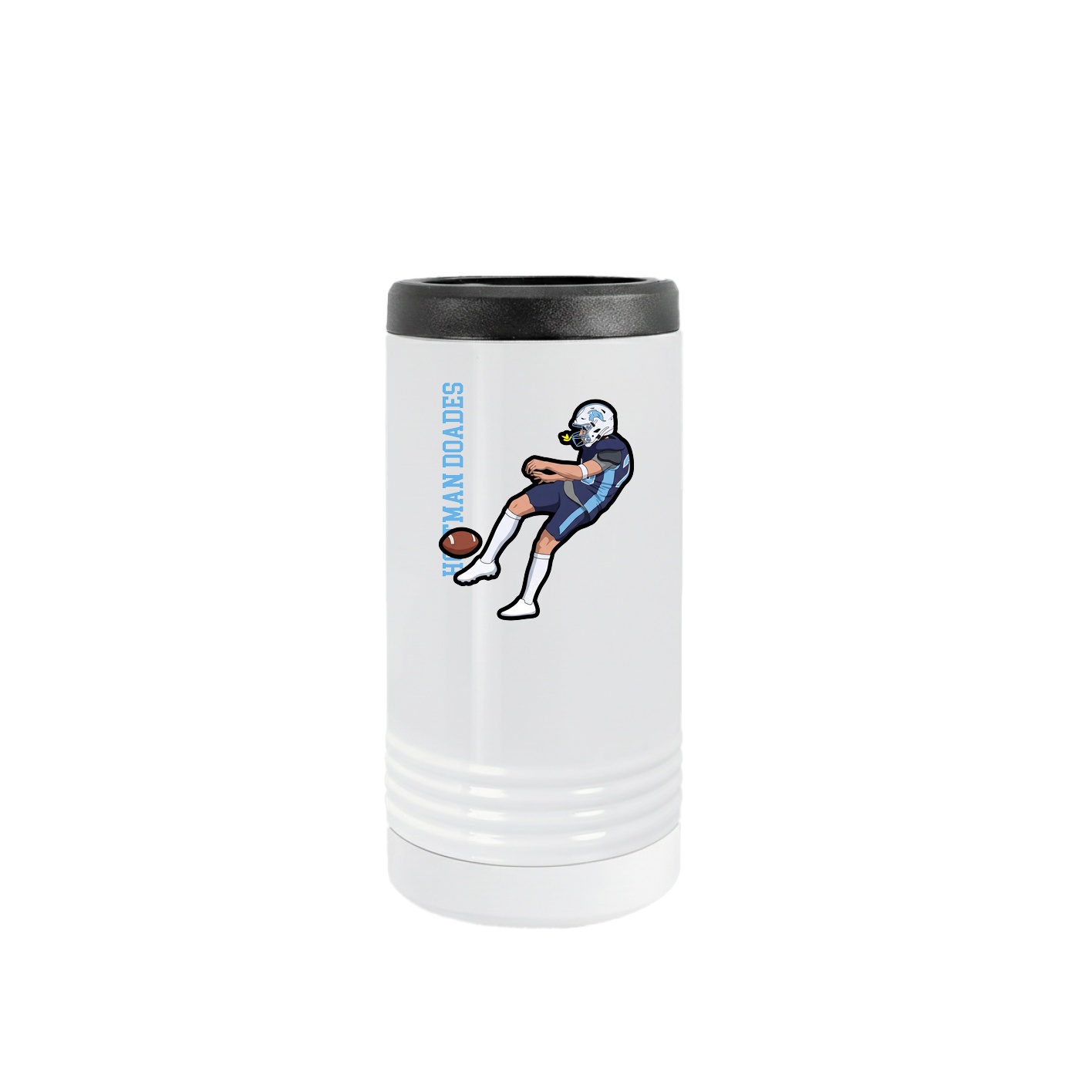 Slim Beverage Holder — Name Vertical in White
