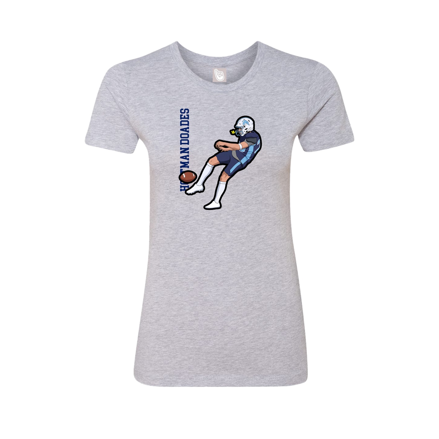 Fitted Women's Tee — Name Vertical in Grey