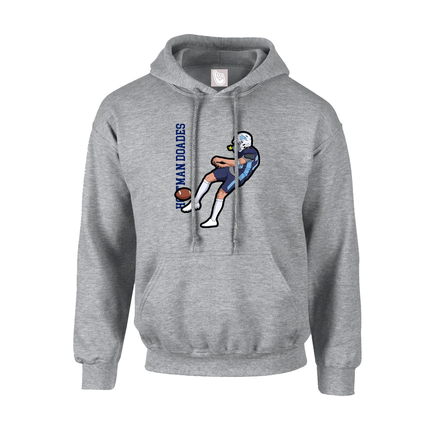 Hoodie — Name Vertical in Grey