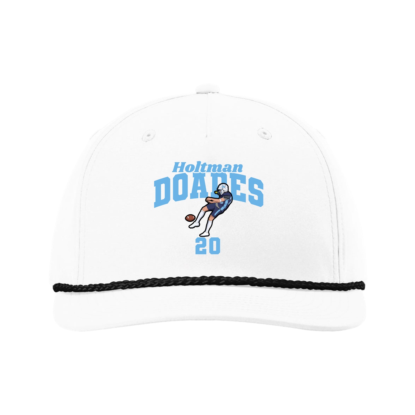 Five-Panel Classic Rope Cap — Signature Arch in White
