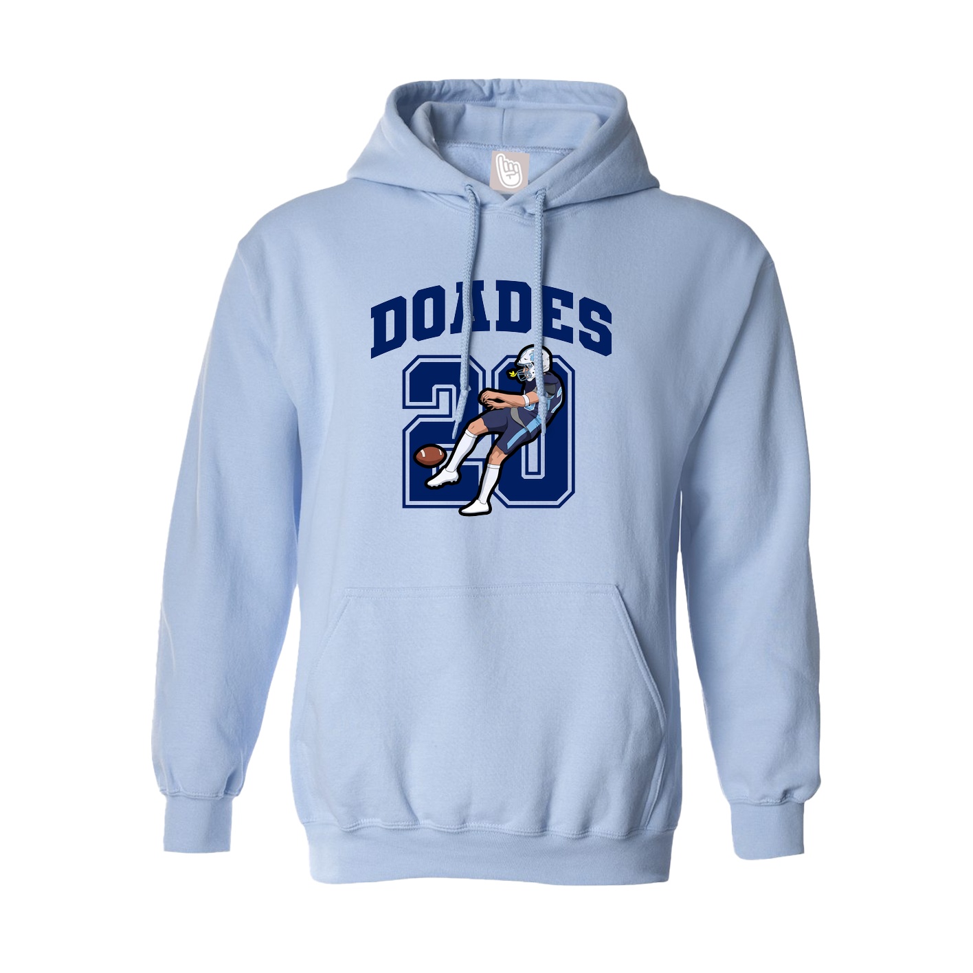 Hoodie — Number in Light Blue