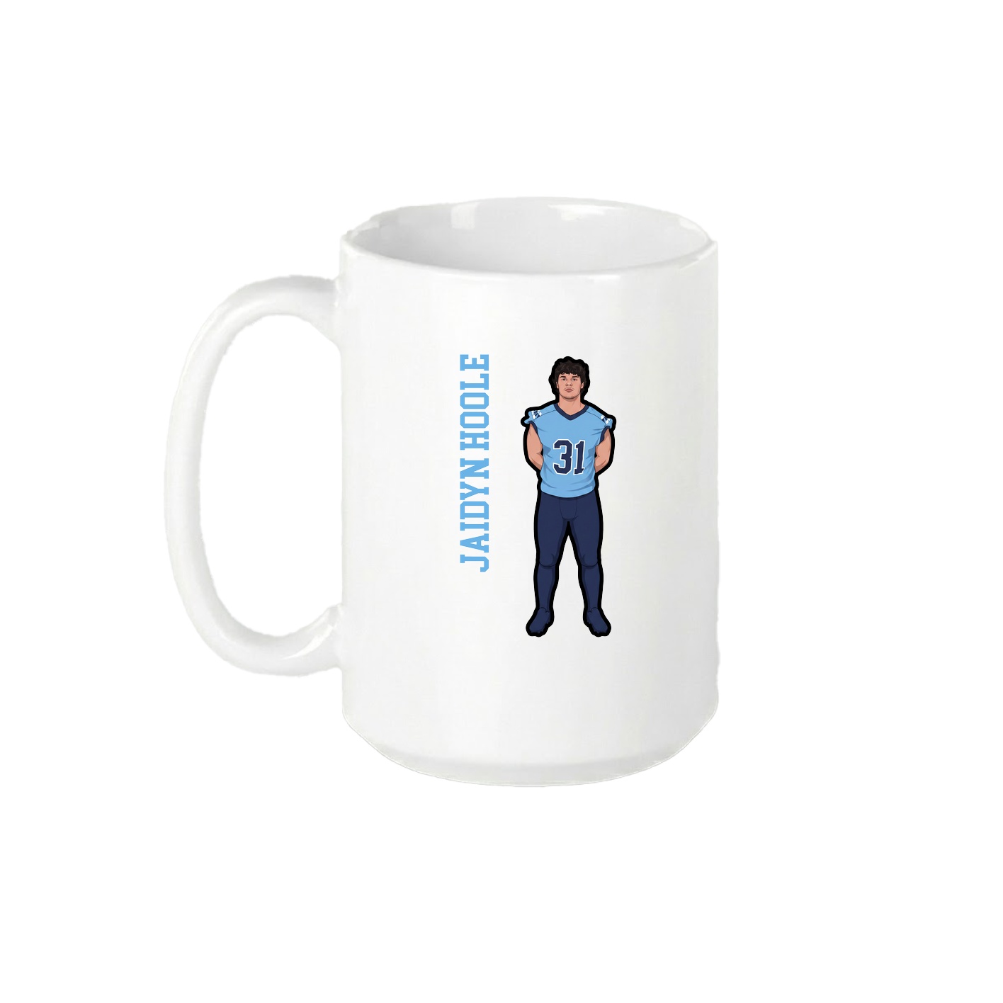 15oz Coffee Mug — Name Vertical in White