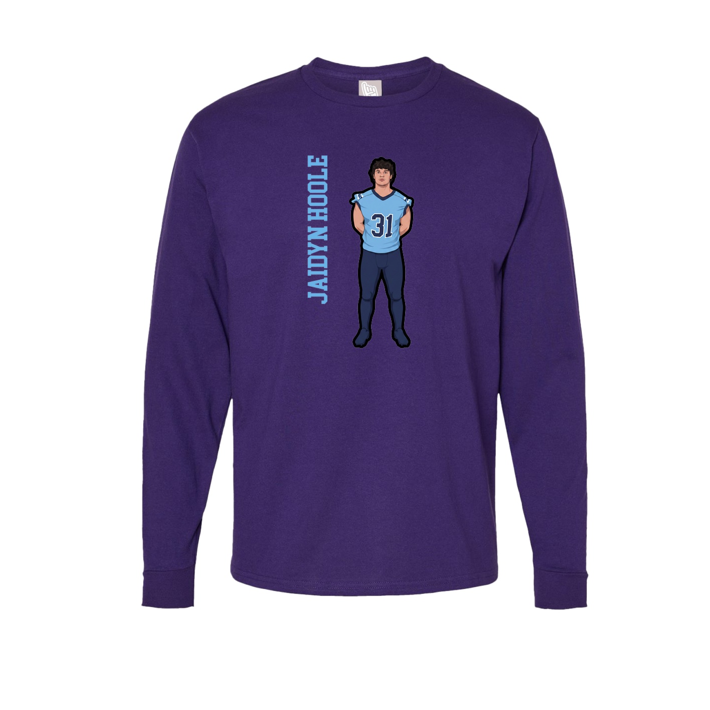 Long Sleeve Tee — Name Vertical in Purple