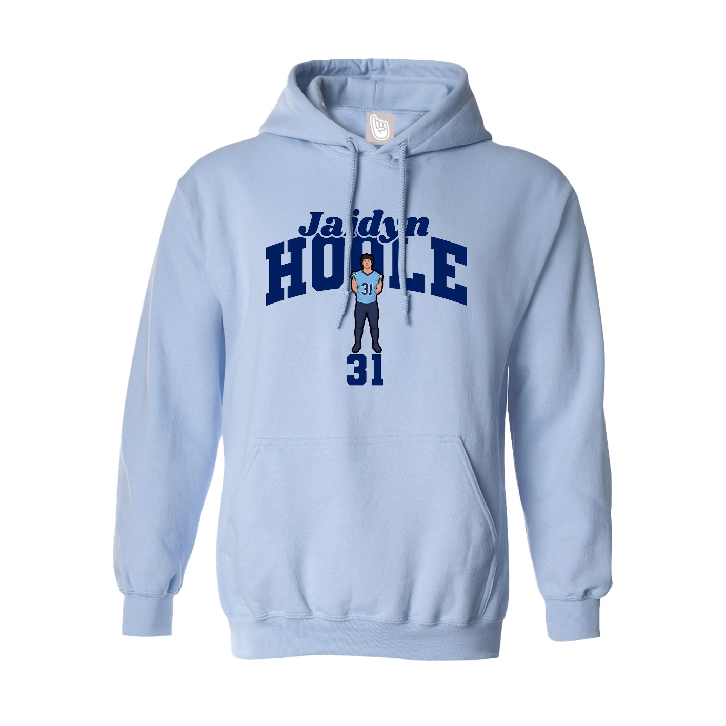 Hoodie — Signature Arch in Light Blue