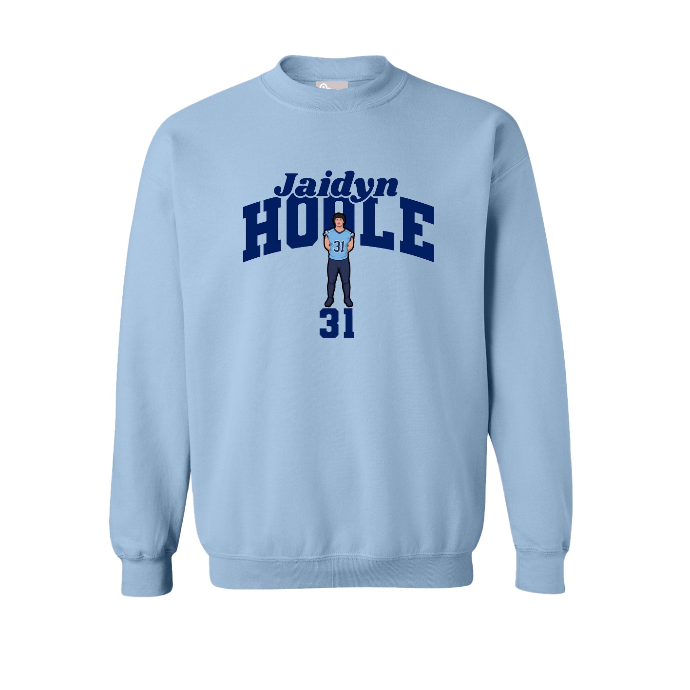 Fleece Crew — Signature Arch in Light Blue