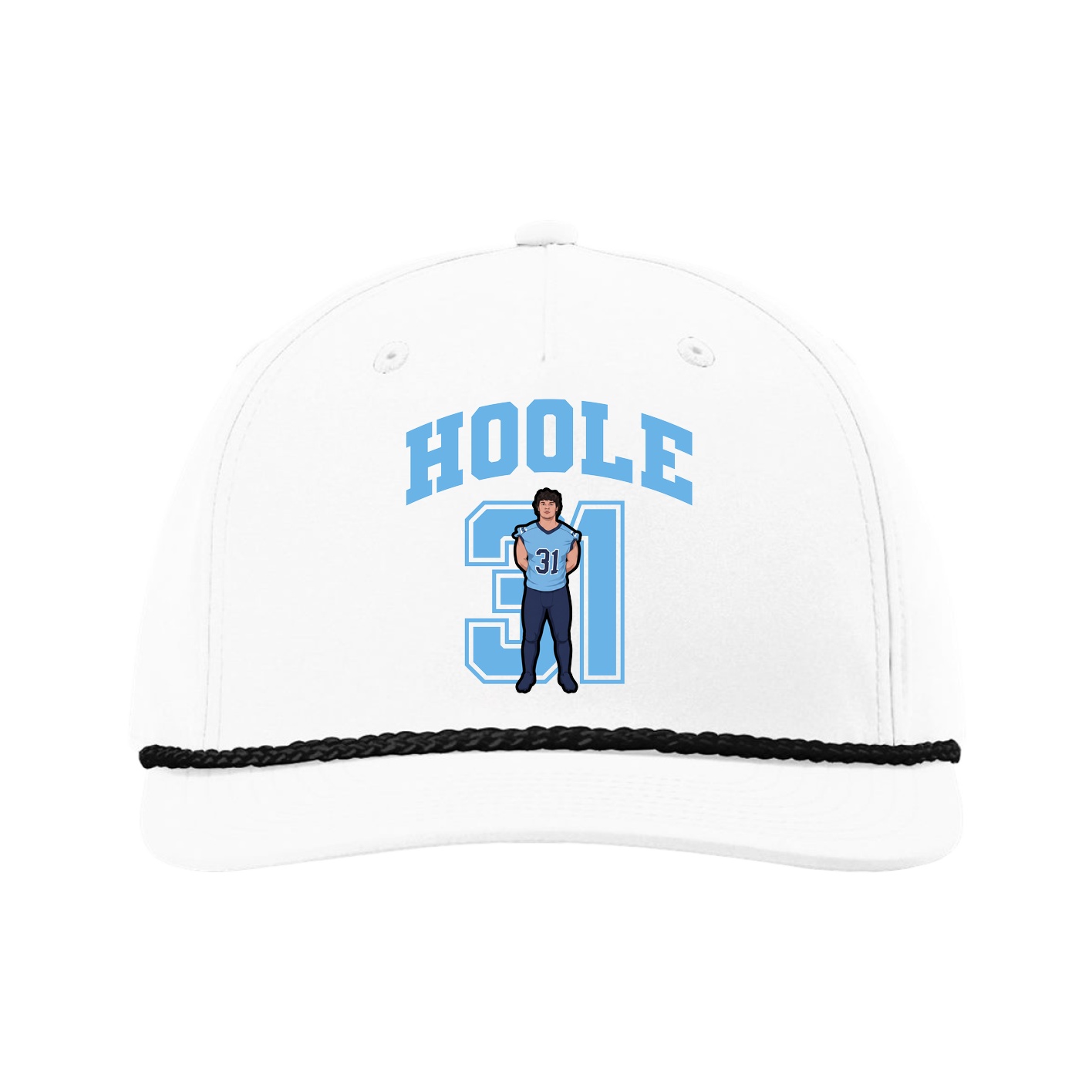 Five-Panel Classic Rope Cap — Number in White