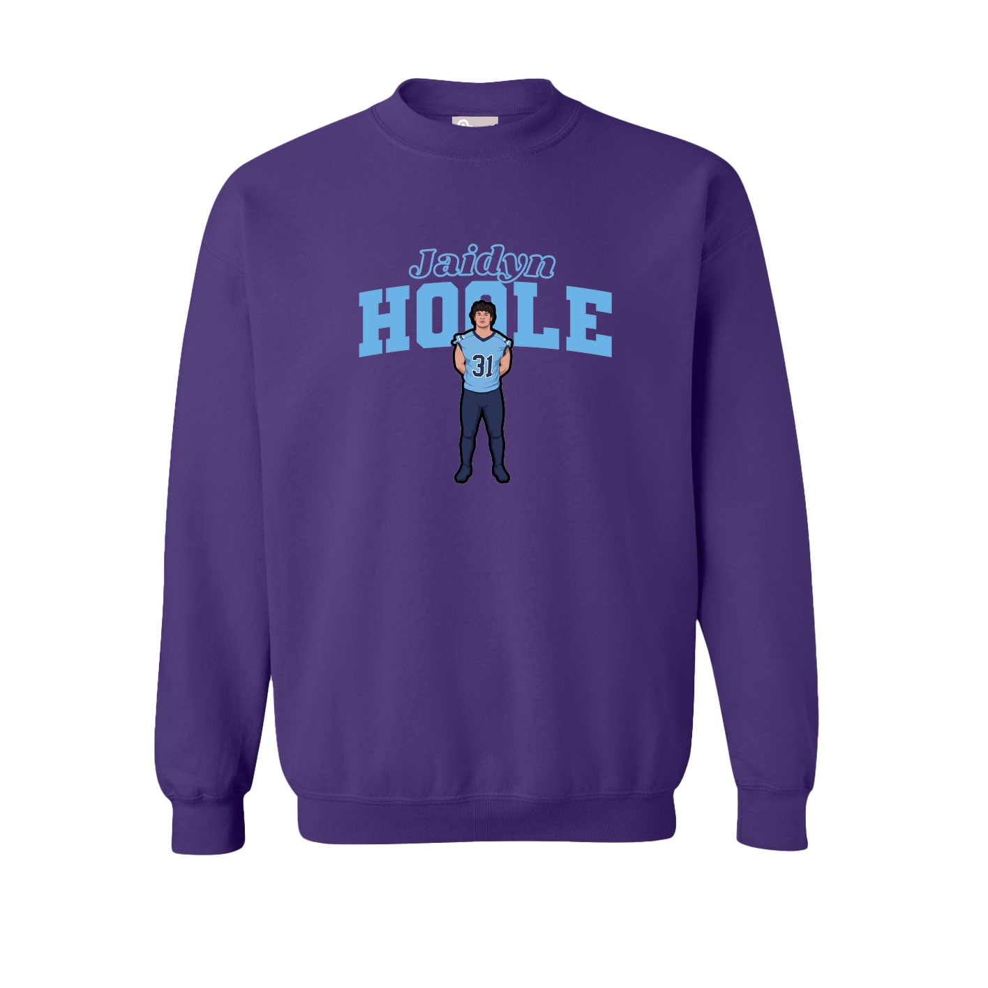 Fleece Crew — Name Arch in Purple