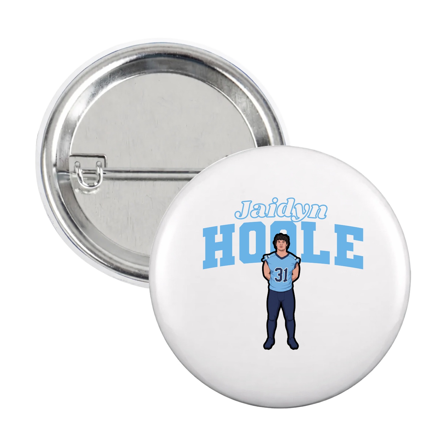 Game Day Button — Name Arch in White