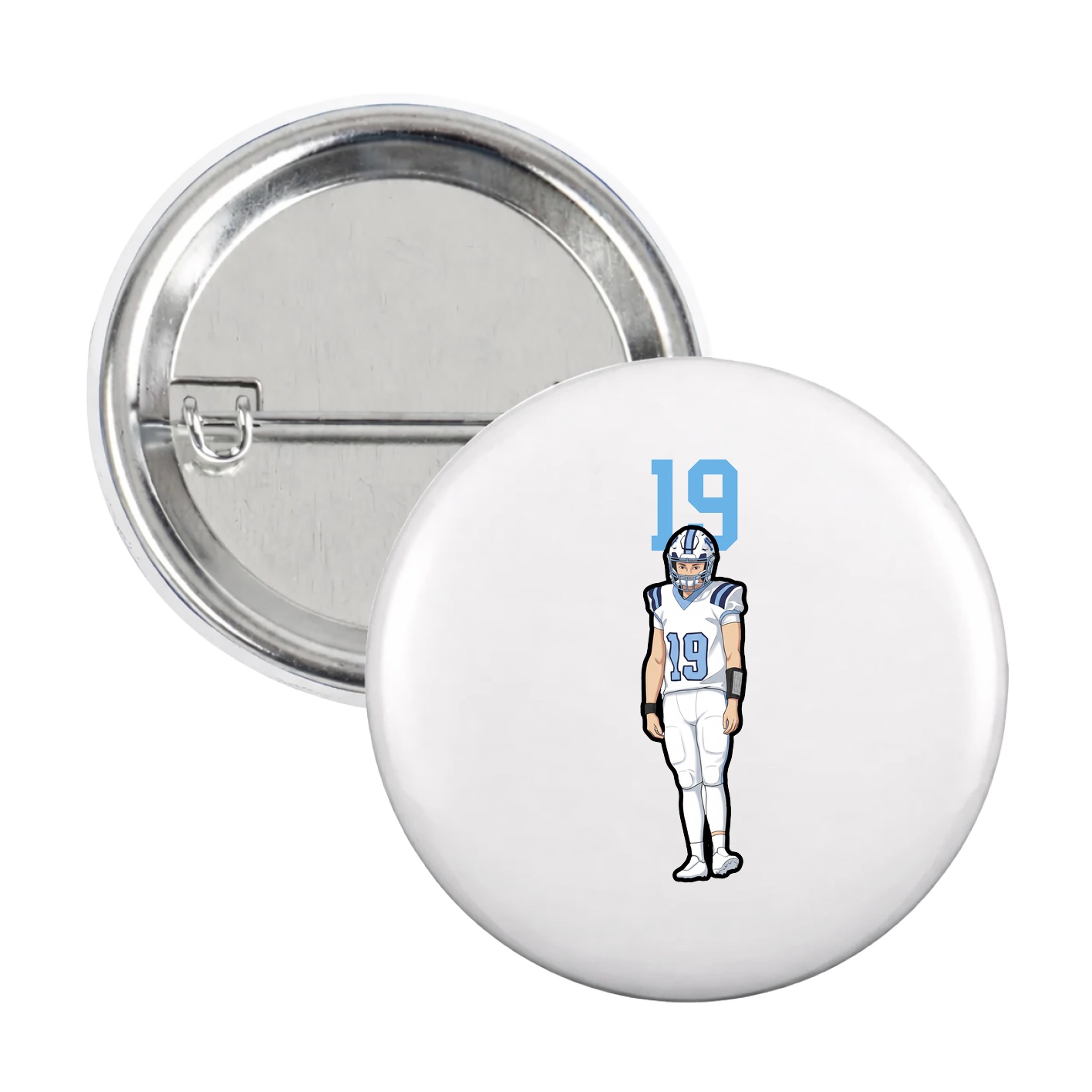 Game Day Button — Number Top in White