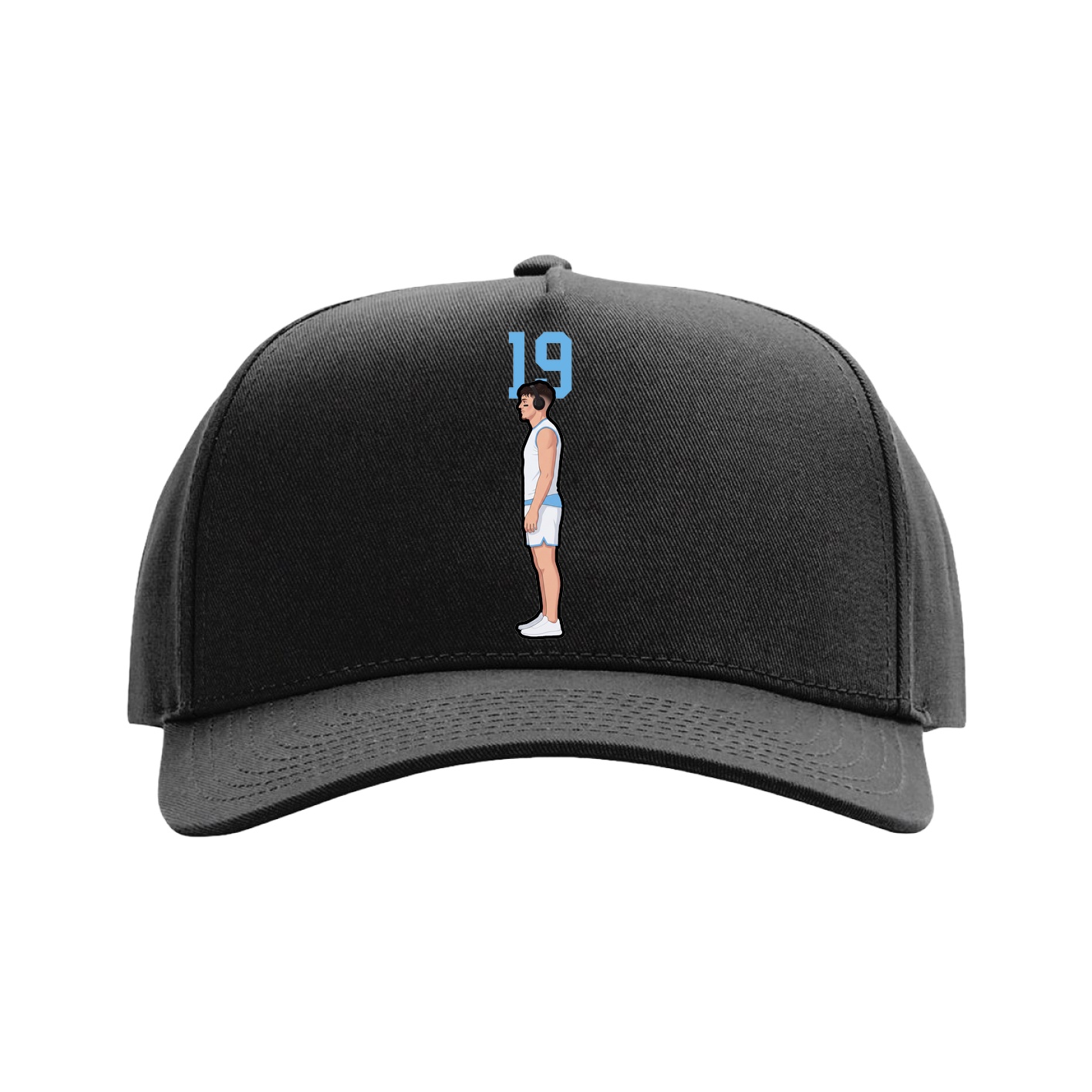 Full Fabric Five-Panel Champ Cap — Number Top in Black