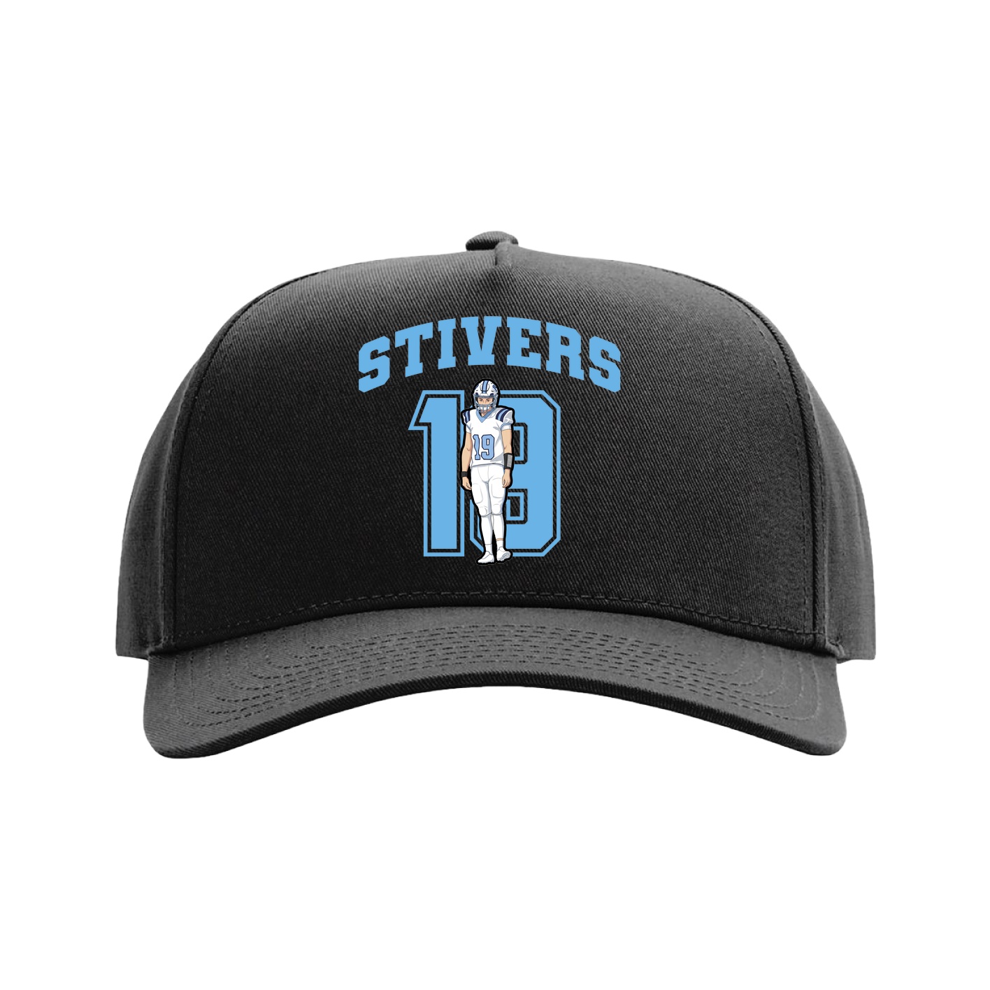 Full Fabric Five-Panel Champ Cap — Number in Black