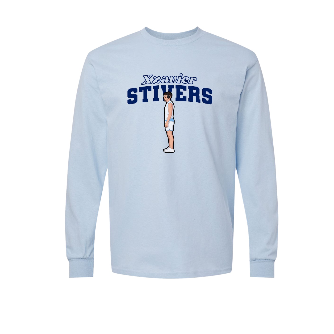 Long Sleeve Tee — Name Arch in Light Blue