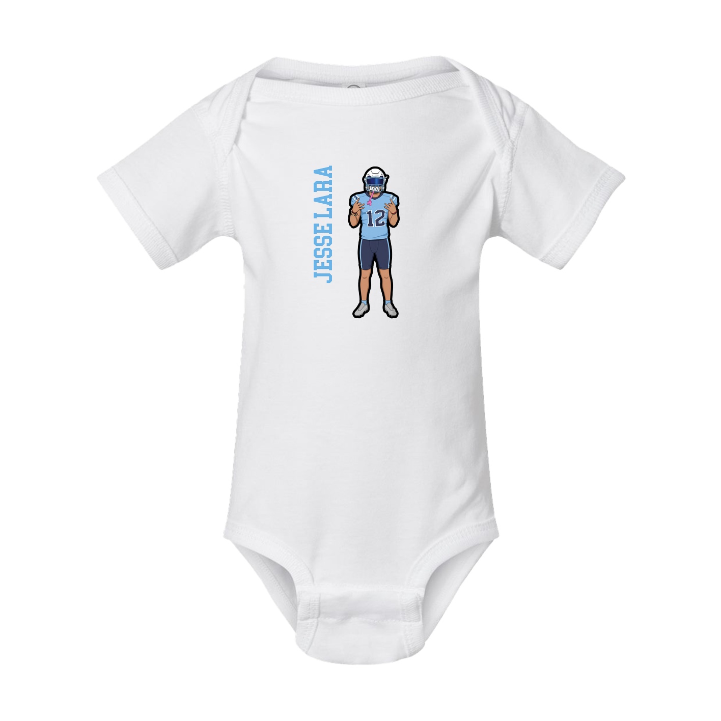 Baby Onesie — Name Vertical in White