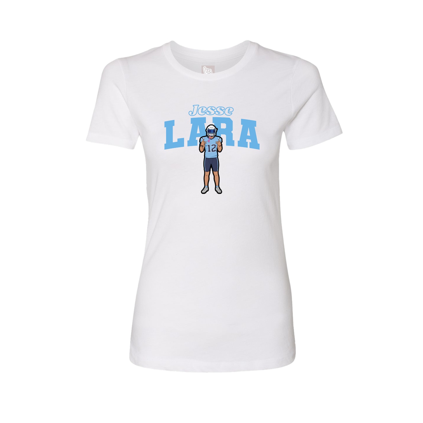Fitted Women's Tee — Name Arch in White