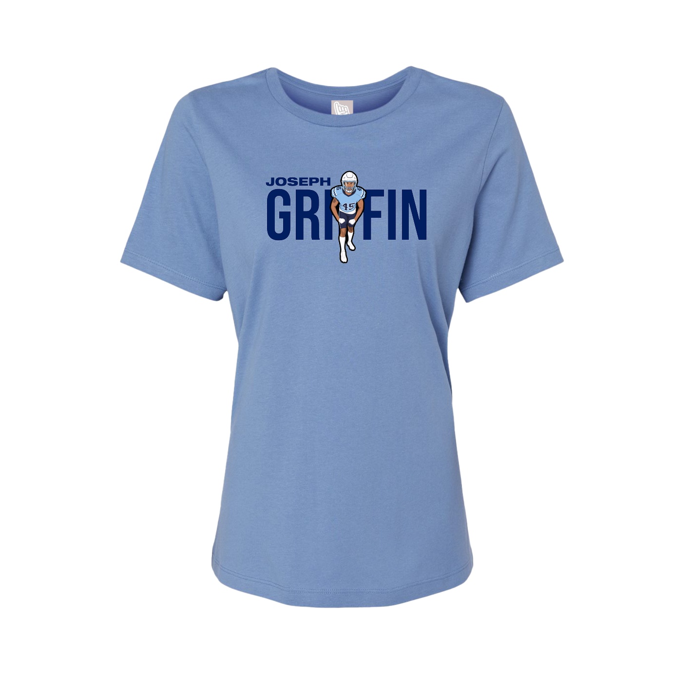 Fitted Women's Tee — Player Name in Powder Blue