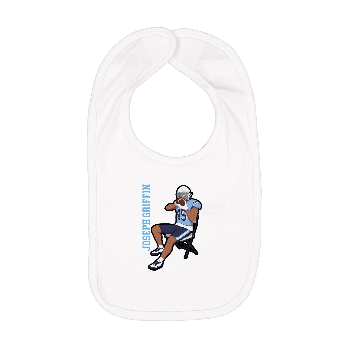 Infant Bib — Name Vertical in White
