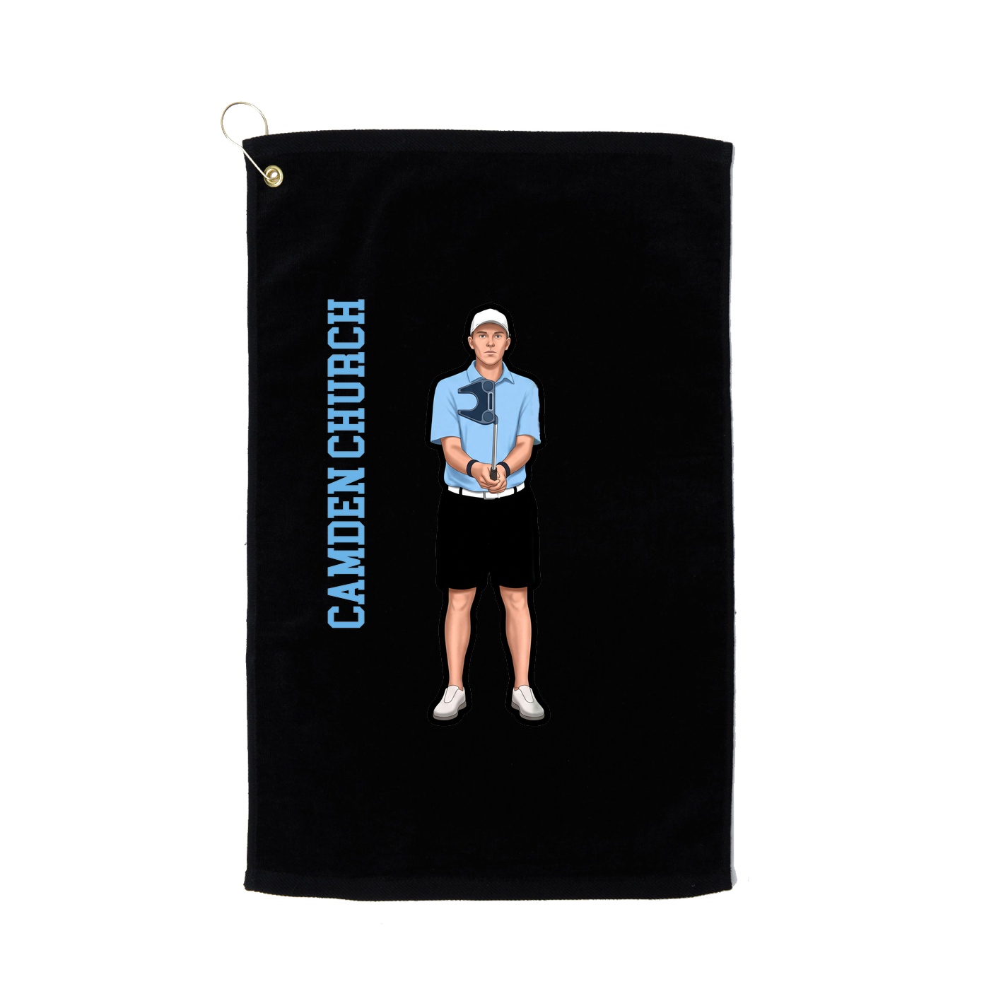 Golf Towel — Name Vertical in Black