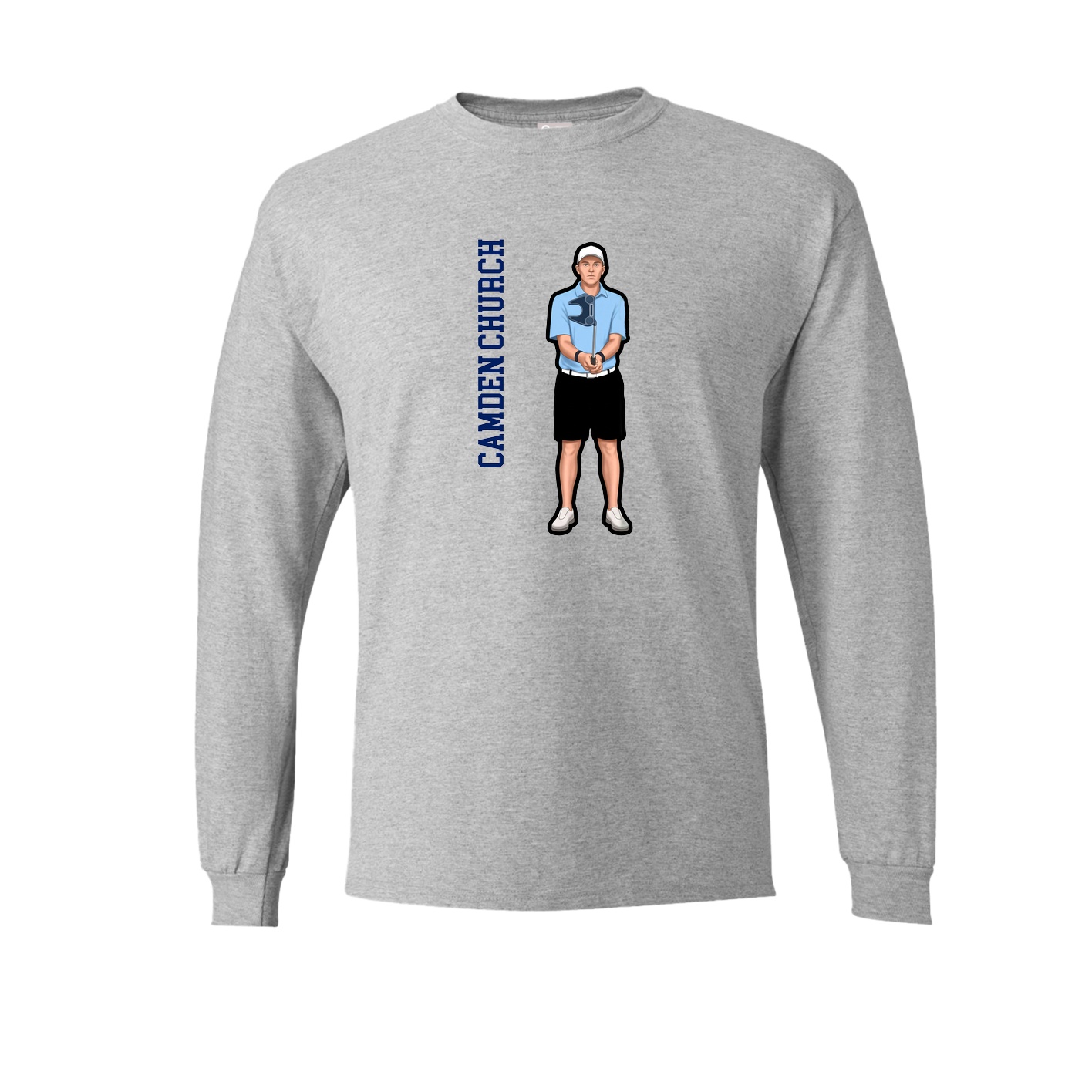 Long Sleeve Tee — Name Vertical in Grey