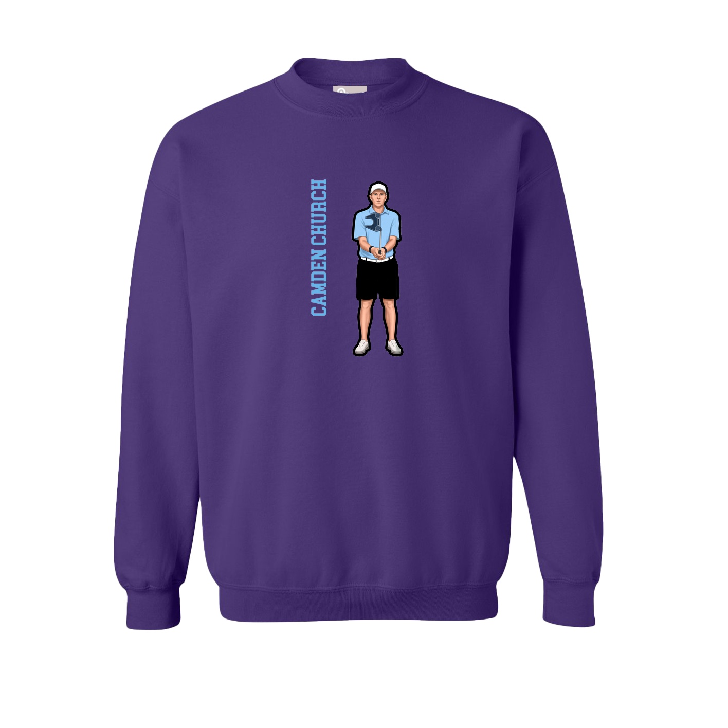 Fleece Crew — Name Vertical in Purple