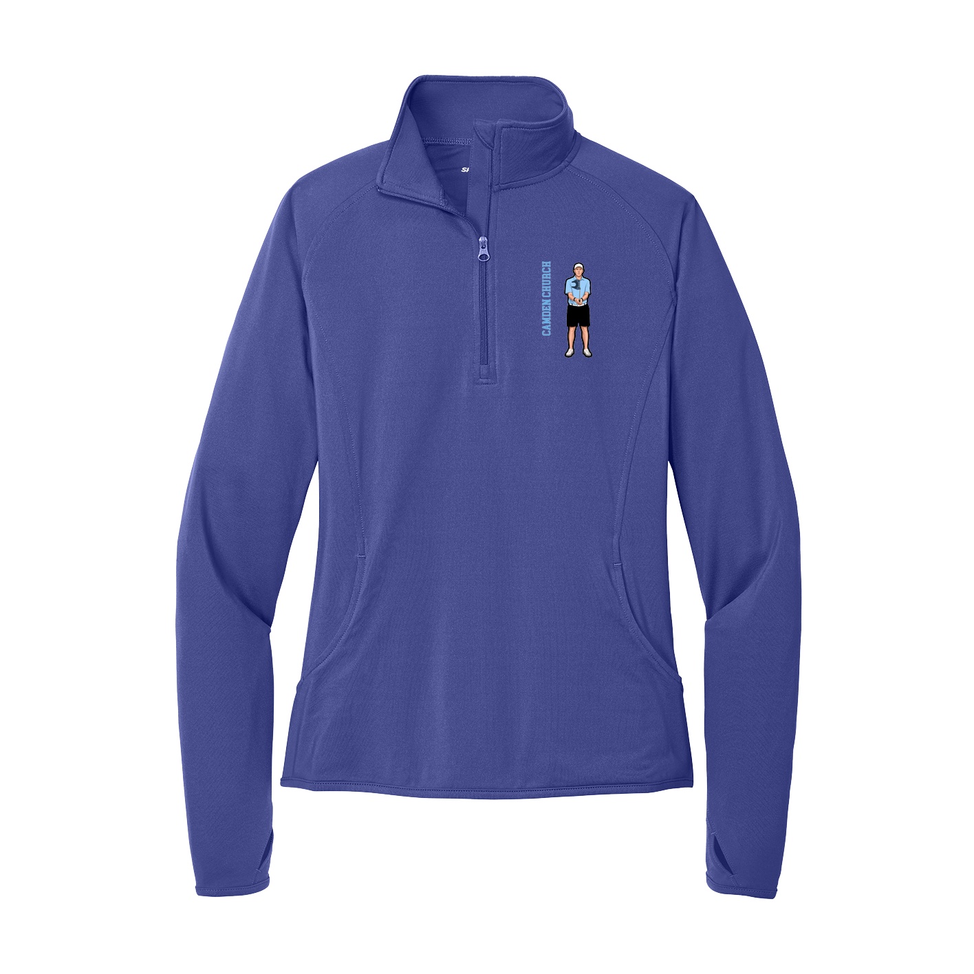 Women's Q-Zip Pullover — Name Vertical in Purple