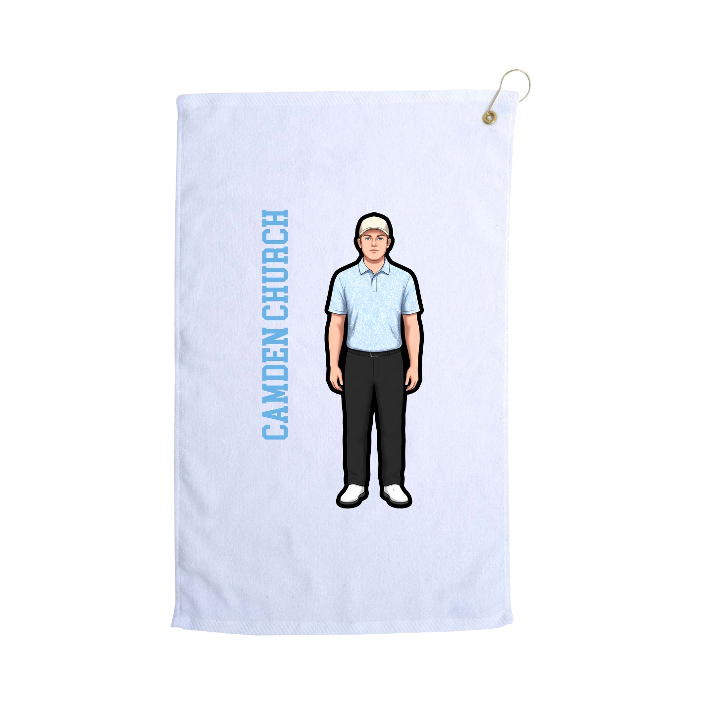 Golf Towel — Name Vertical in White