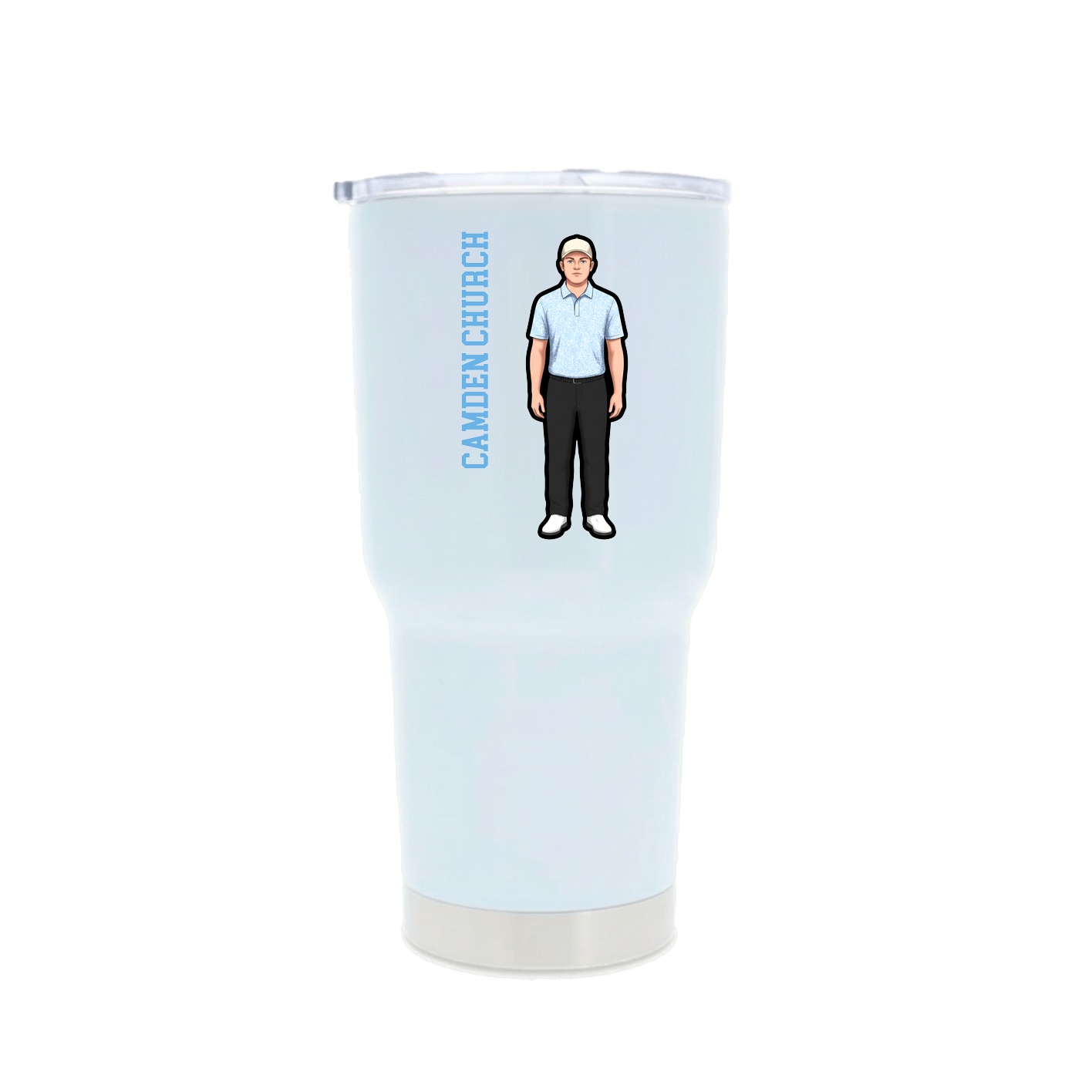 30oz Stainless Steel Tumbler — Name Vertical in White